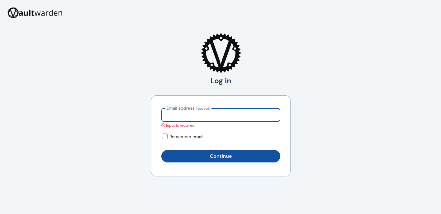 vaultwarder-login-page